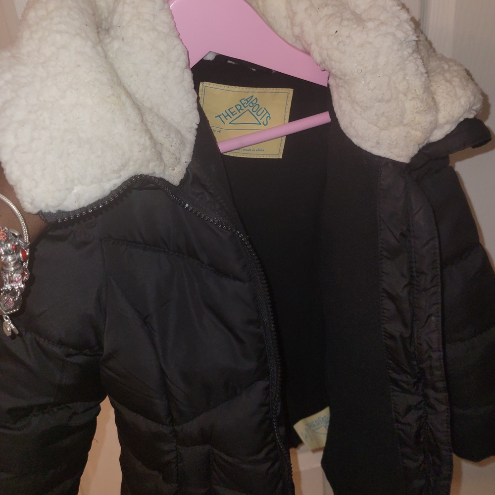 Thermboots Kids Black Puffer Jacket with Cream Collar